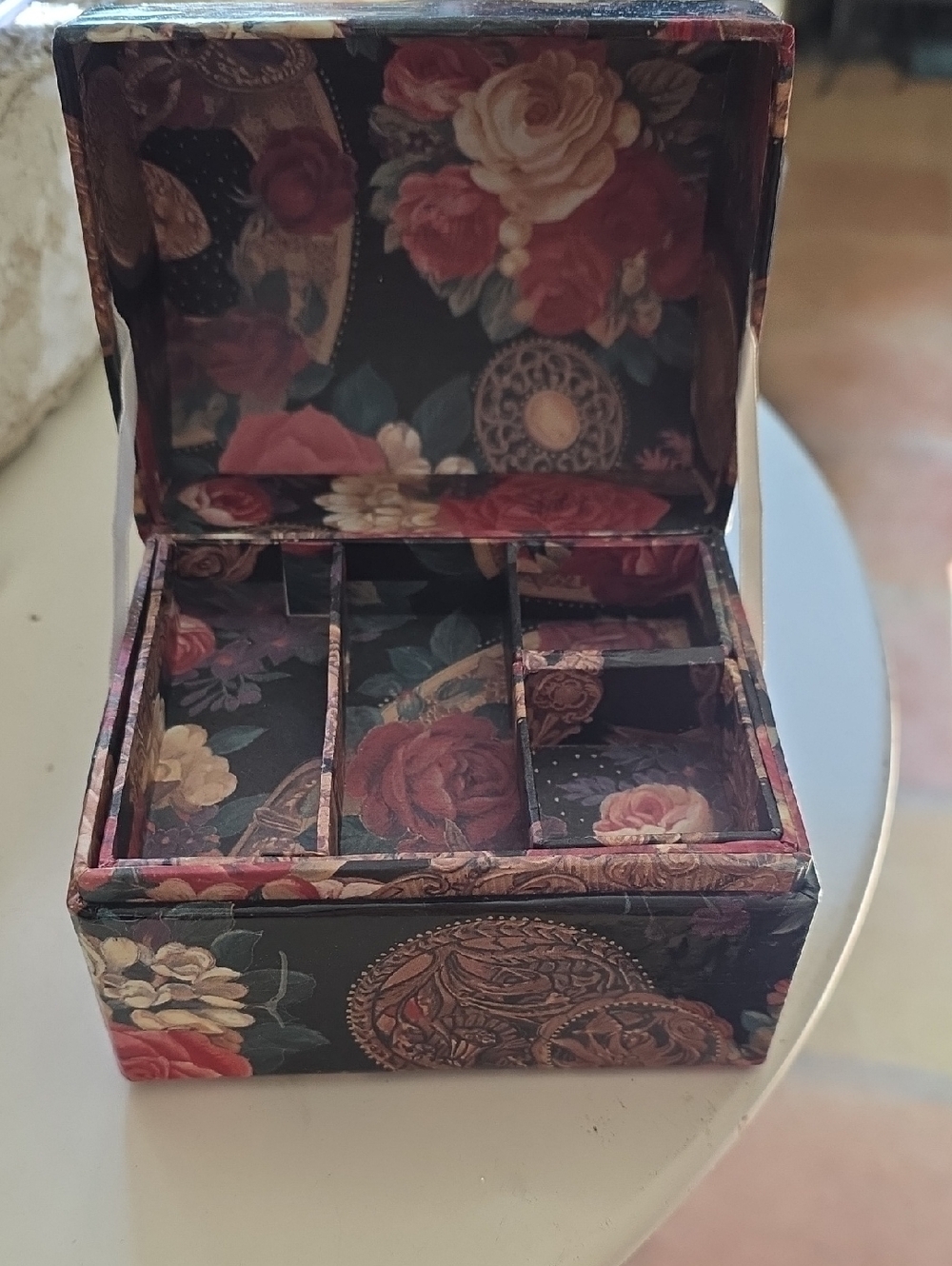 Floral Black Rose Jewelry Organizer Box